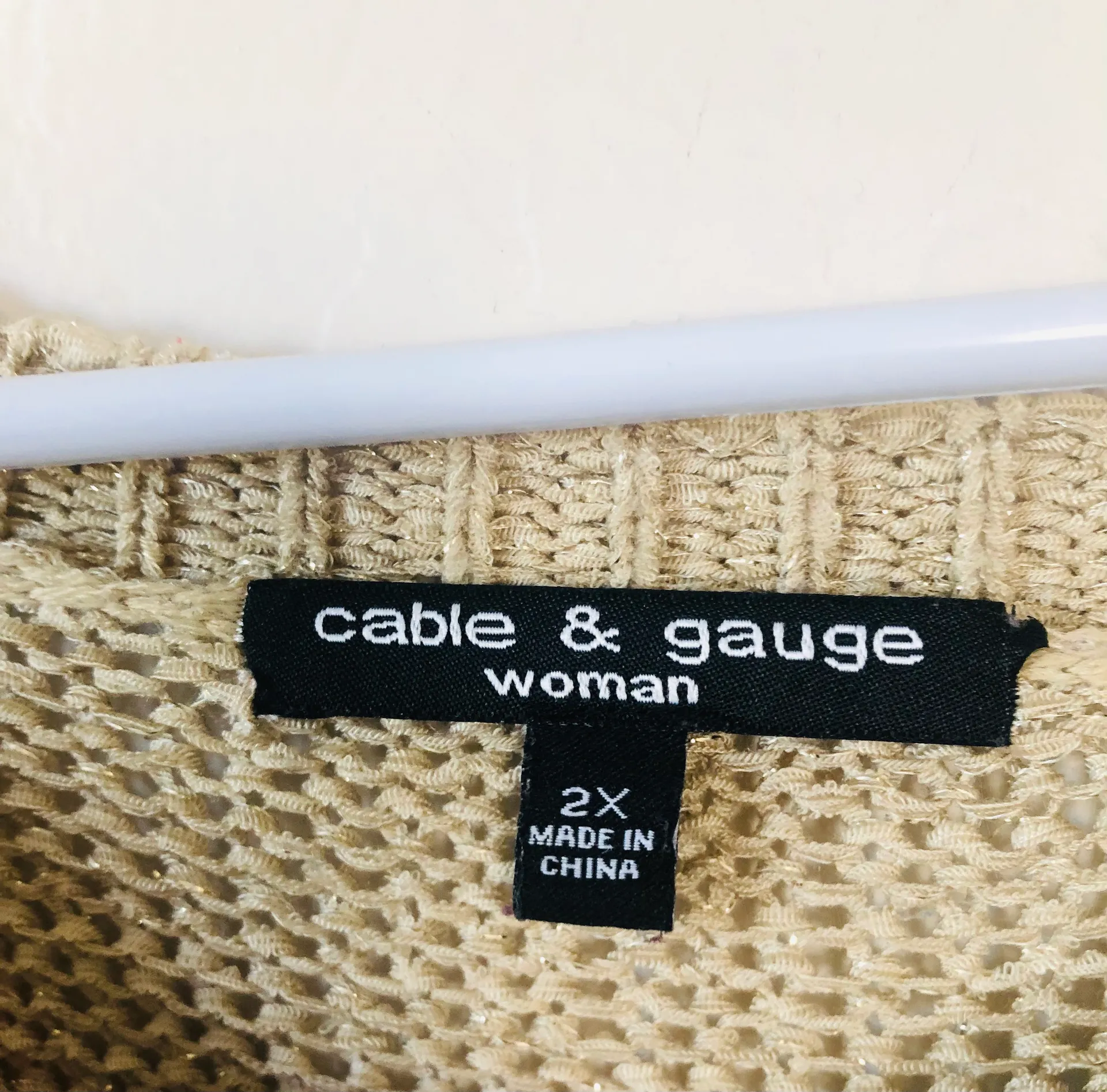 Cable & Gauge gold metallic open knit 2X sweater 3/4 sleeve fall gorgeous - Image 6