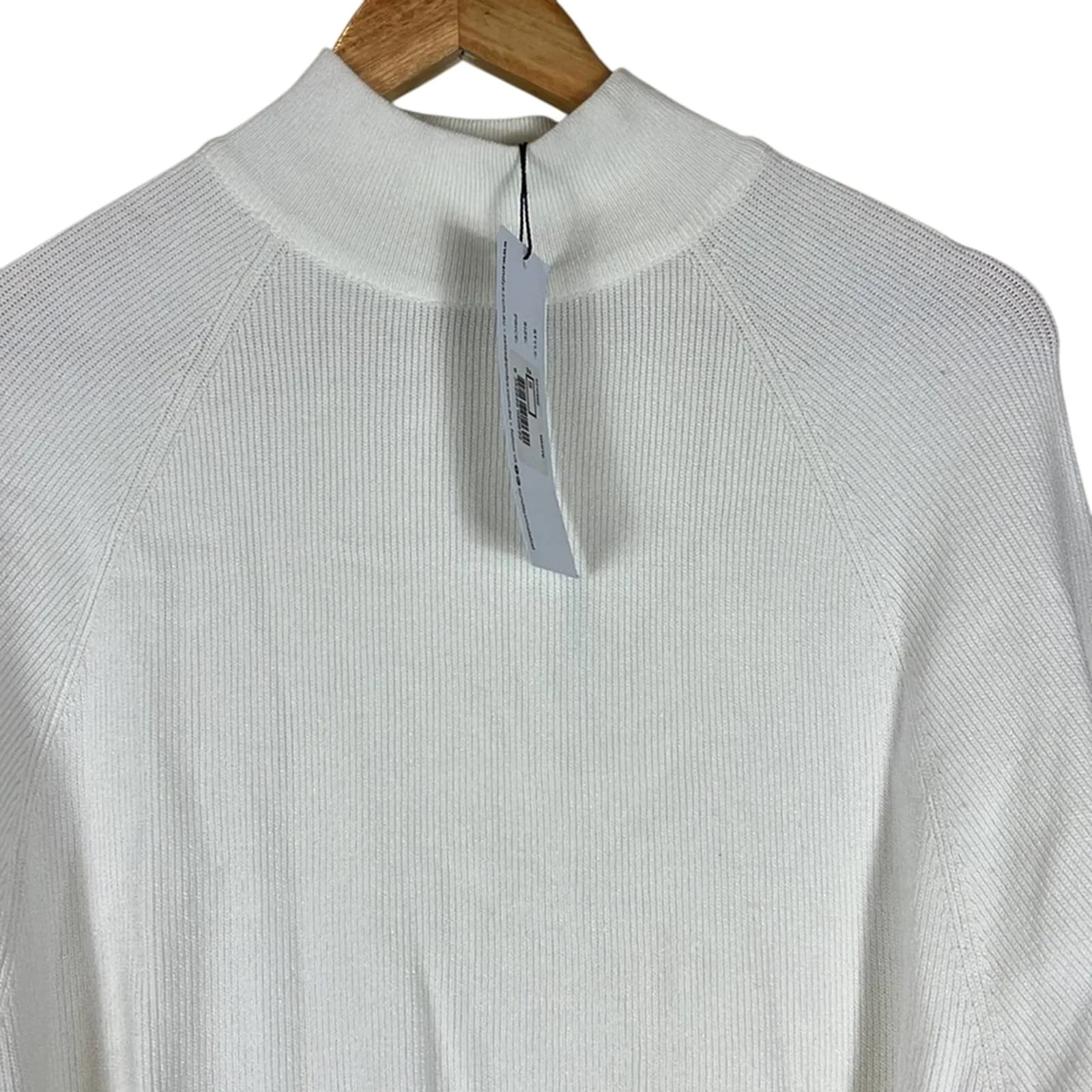 NWT SNDYS Tied Up Knit Sweater Maxi Dress Womens S White Long Sleeve Slit Beachy - Image 3