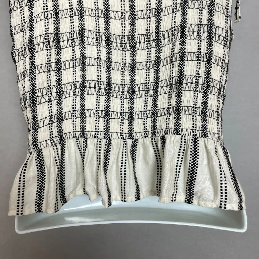 Loft Striped Poplin Smocked Cami Tank Top Shirred NWT Sz Medium Women Tie Straps - Image 10