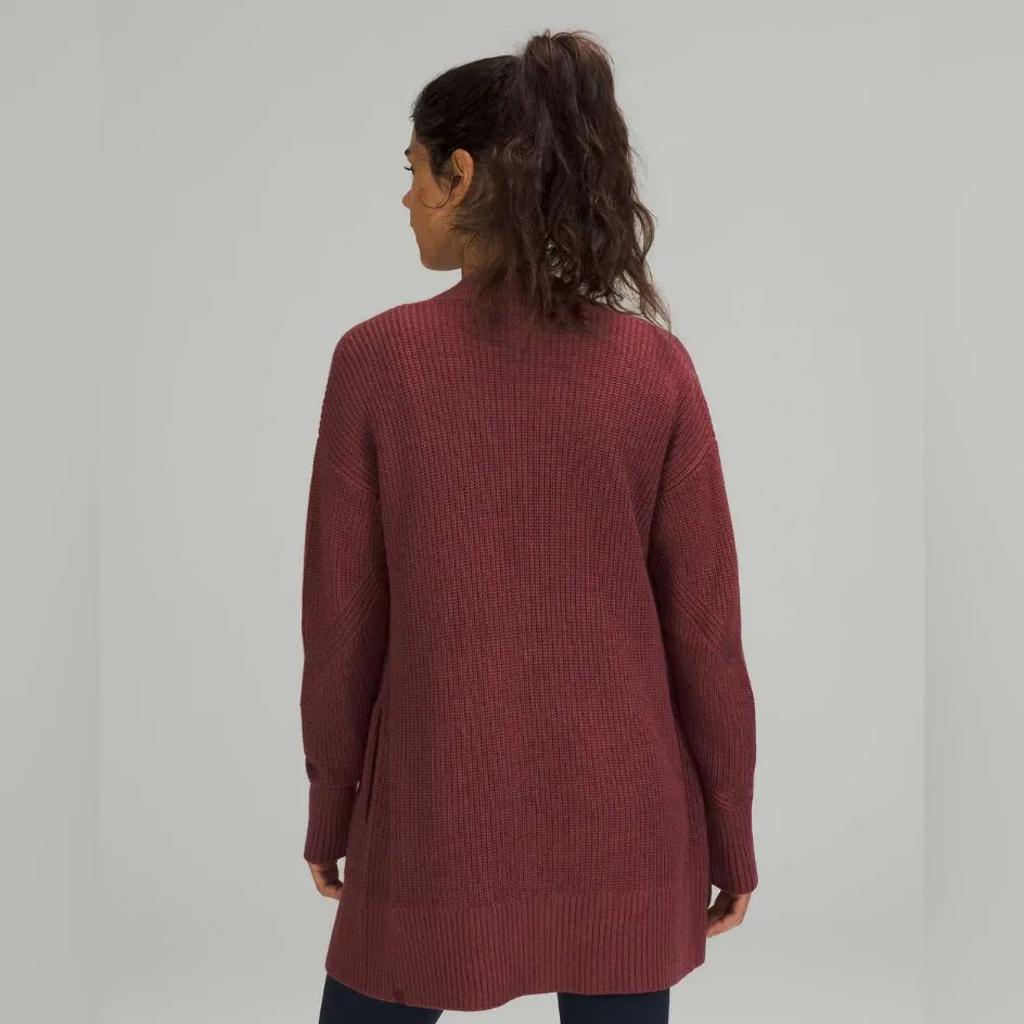 Lululemon Cashlu Sweater Wrap Cardigan in‎ Heathered Mulled Wine Sz S - Image 2