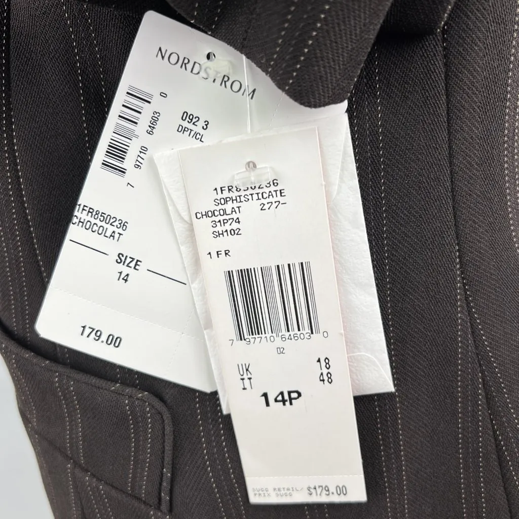 Ann Klein Suit Set Sz 14P Brown Pin Stripe Blazer and Lined Pants Trousers - Image 4