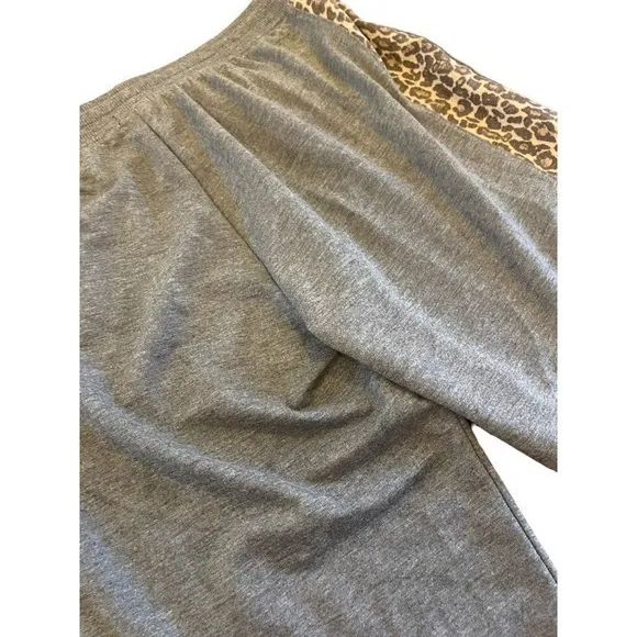 Splendid Loungewear Sweatpant  Joggers Gray w/ Leopard Animal Print Side Stripe‎ - Image 4