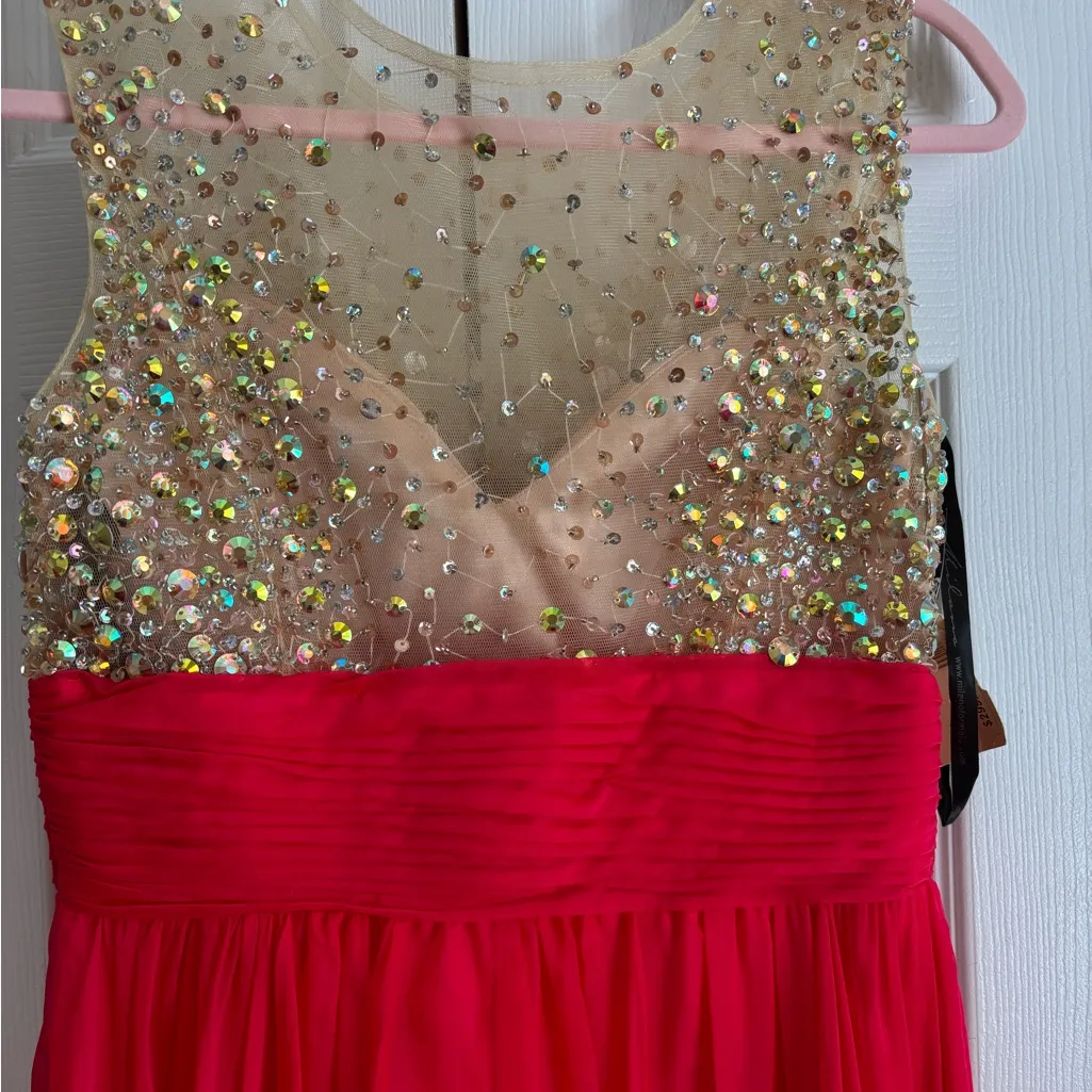 Milano Formals Fuchsia & Gold Beaded Evening Gown – Size 6 – NWT - Image 9