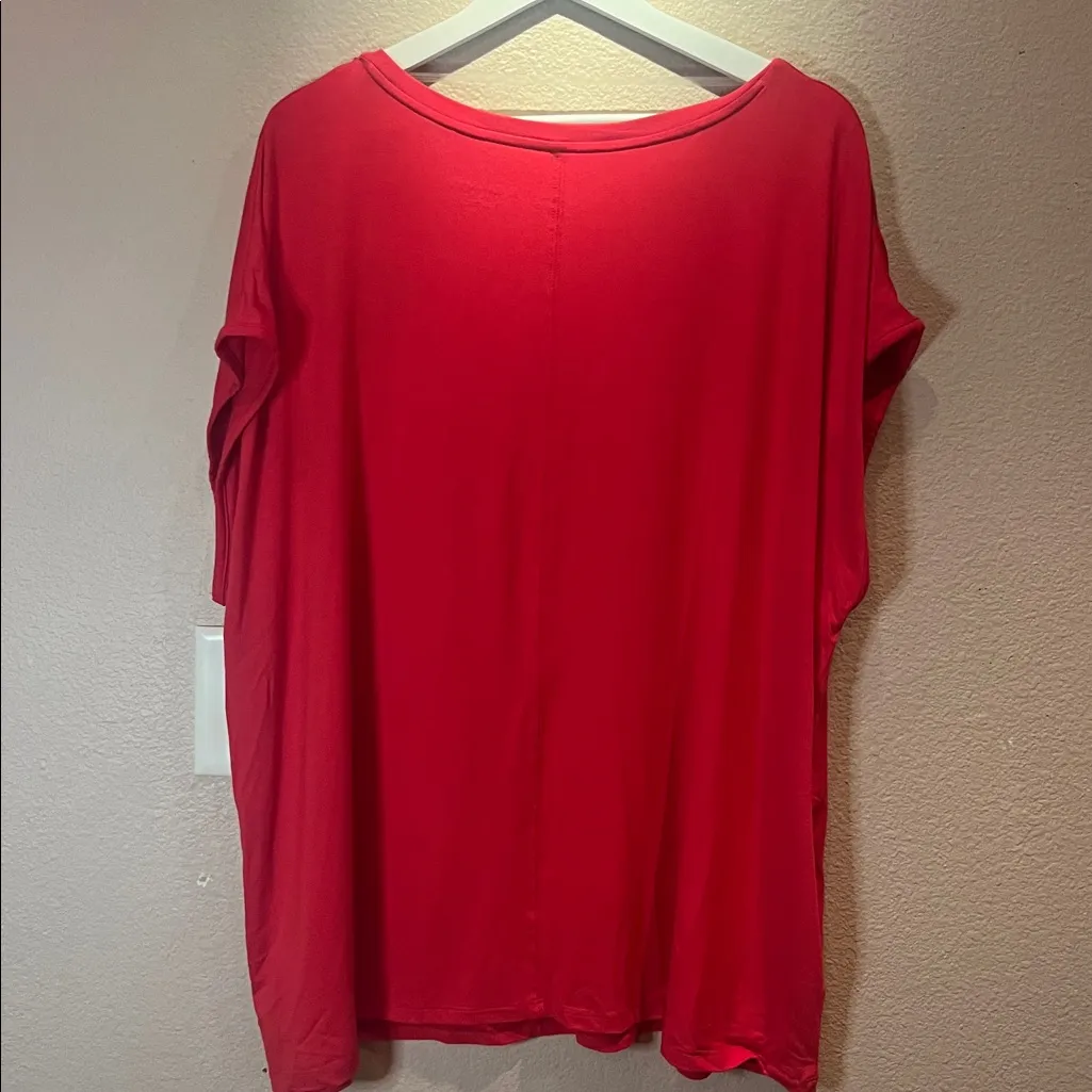 New Ava & Viv Women’s Drapy Shortest Sleeve T Shirt Red Size 2X NWT - Image 6