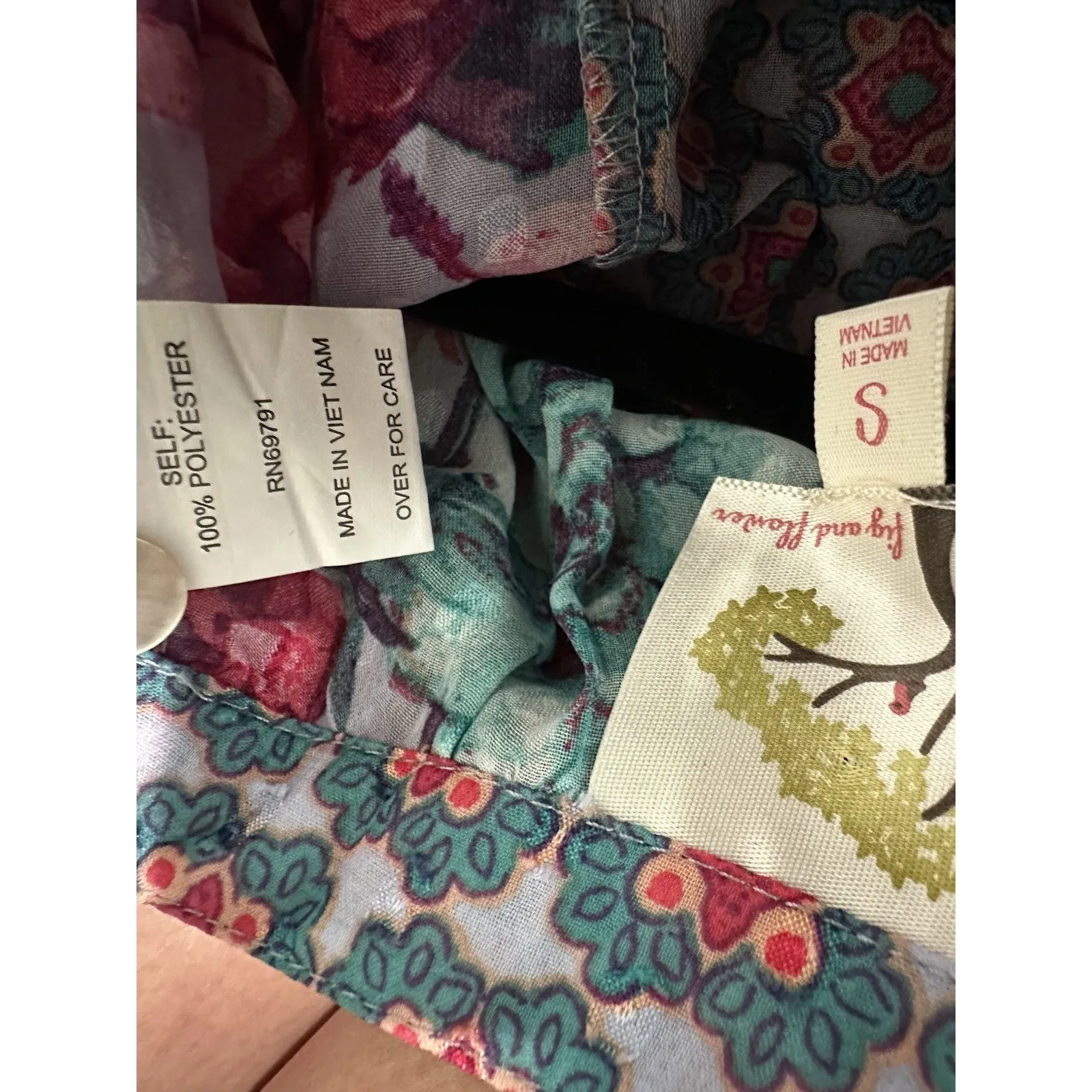 ANTHROPOLOGIE FIG AND FLOWER BOHO FLORAL BLOUSE WOMENS Sz S - Image 6