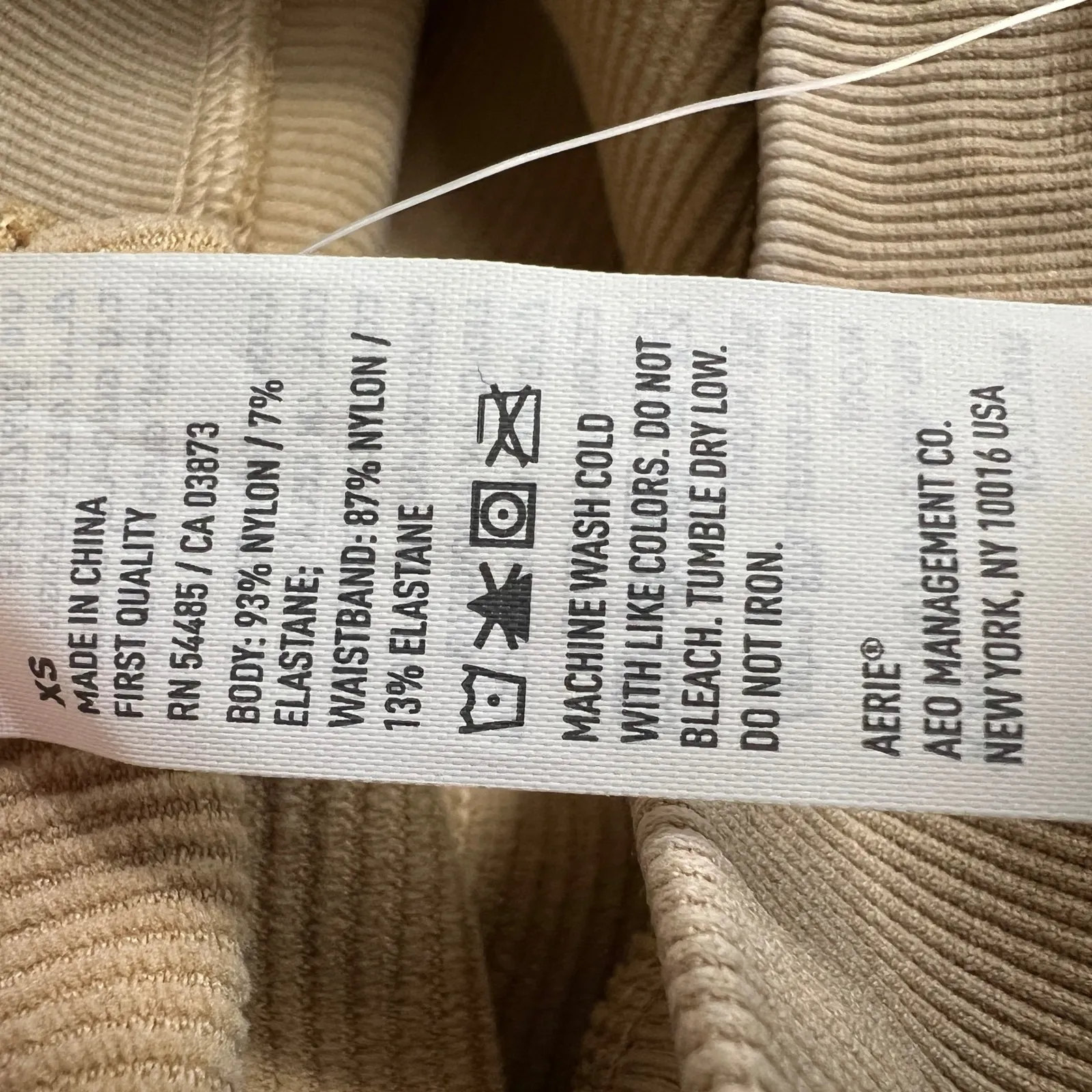 Aerie Offline 7/8 Legging Tan High Waisted Ribbed Button Detail NEW Size XS - Image 4