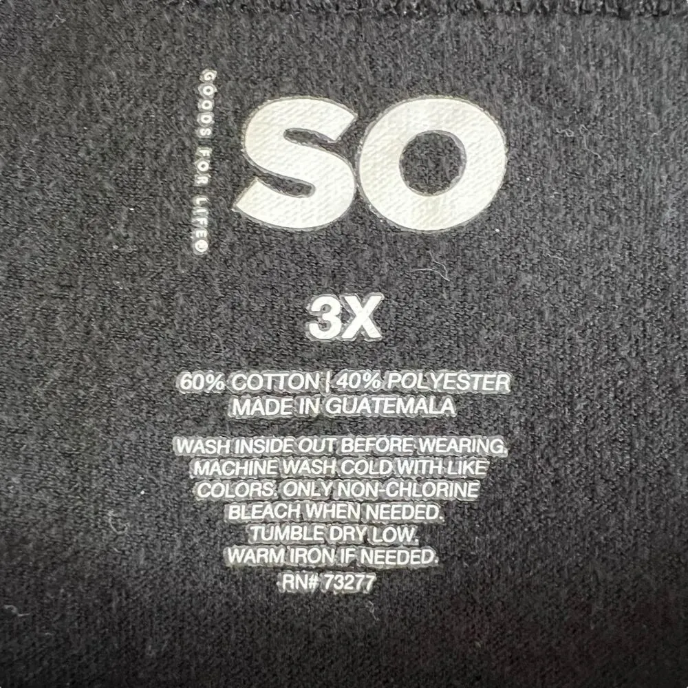 SO Womens T Shirt Top Short Sleeve Round Neck Soft Stretchy Solid Black 3X - Image 6