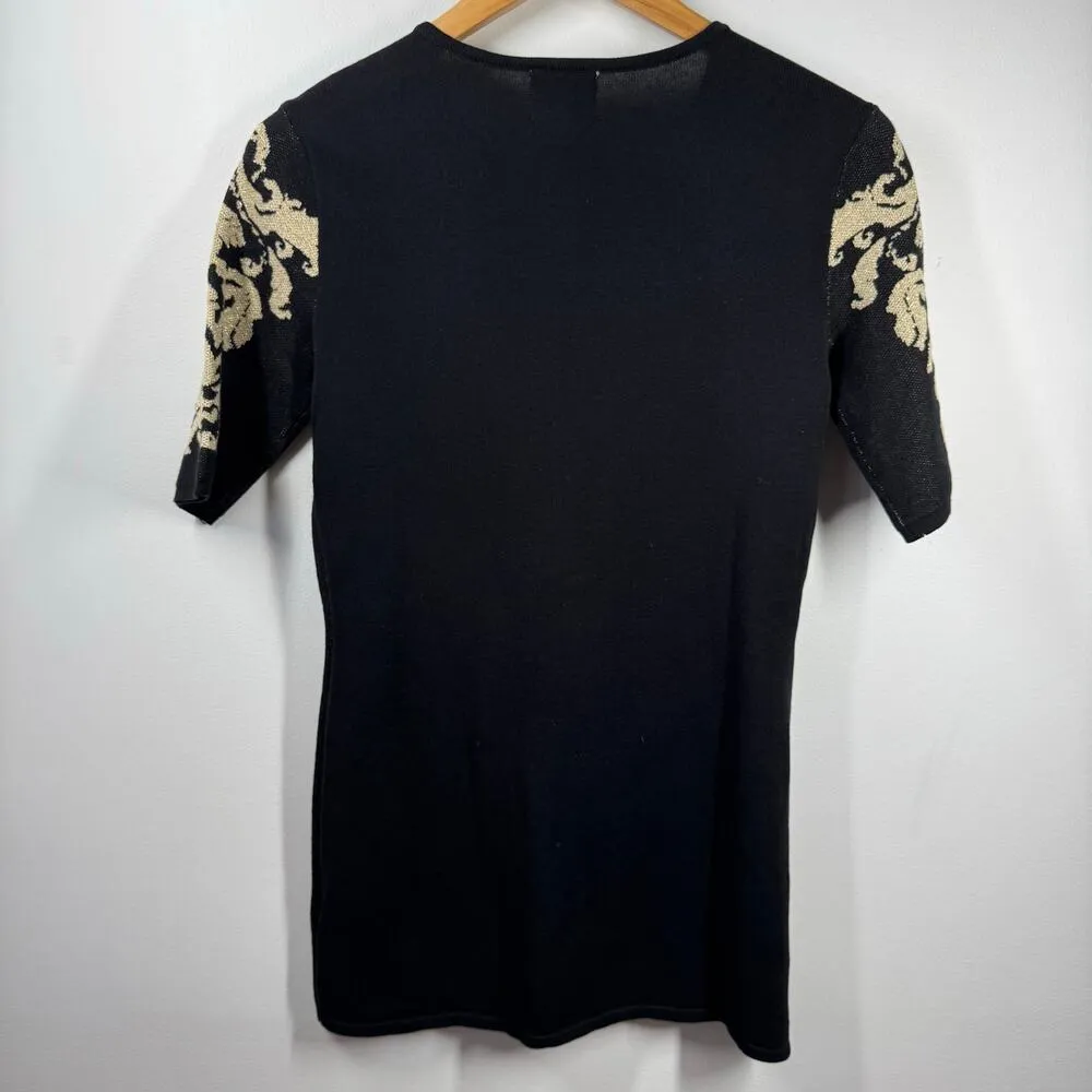 ECI Damask Knitted A-line Sweater Women S NWT Short Sleeve Black Y2K Sparkle - Image 6