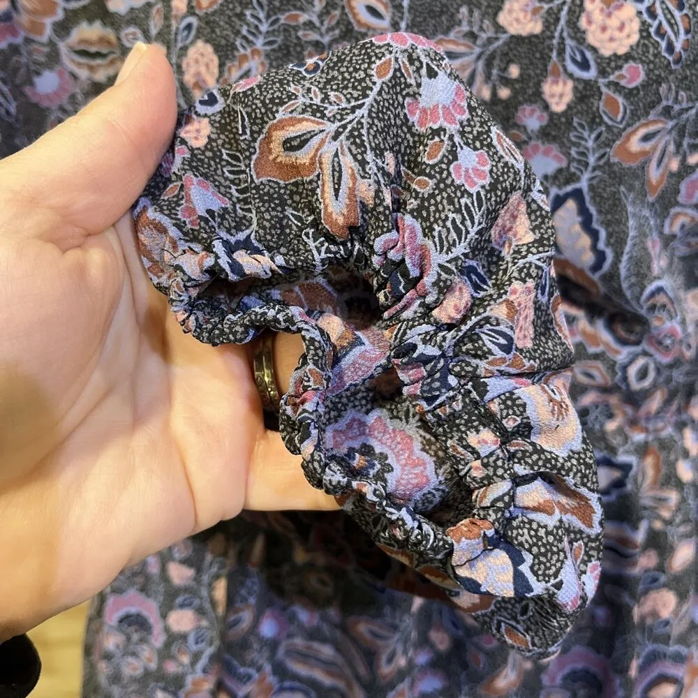 EVEREVE Women Olympia Dress Floral Paisley Long Sleeve Chiffon Mini Size Medium - Image 4