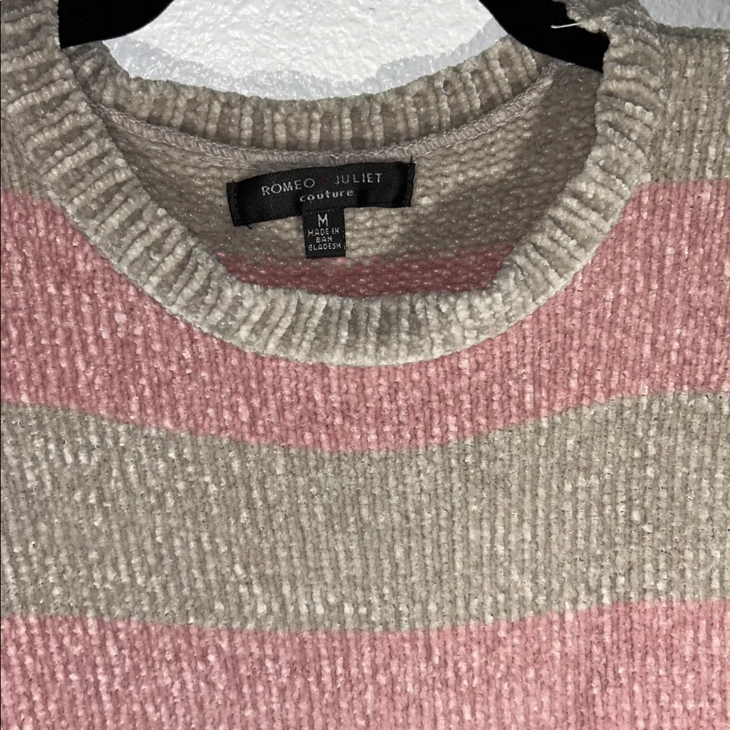 Romeo & Juliet Couture Pink and Tan Striped Sweater - Image 2