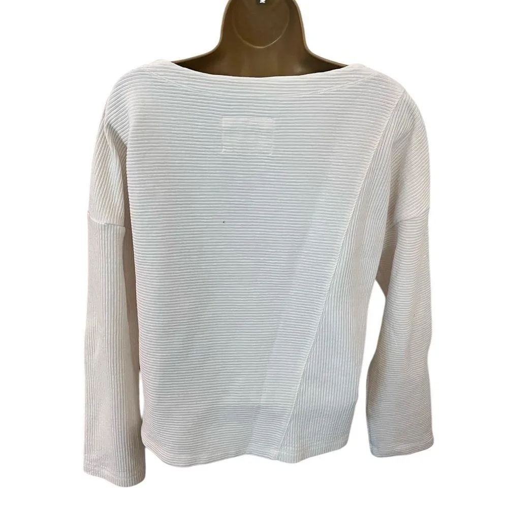 Maeve Anthropologie Stripe Texture Boatneck Long Sleeve Sweater Cream - Image 2