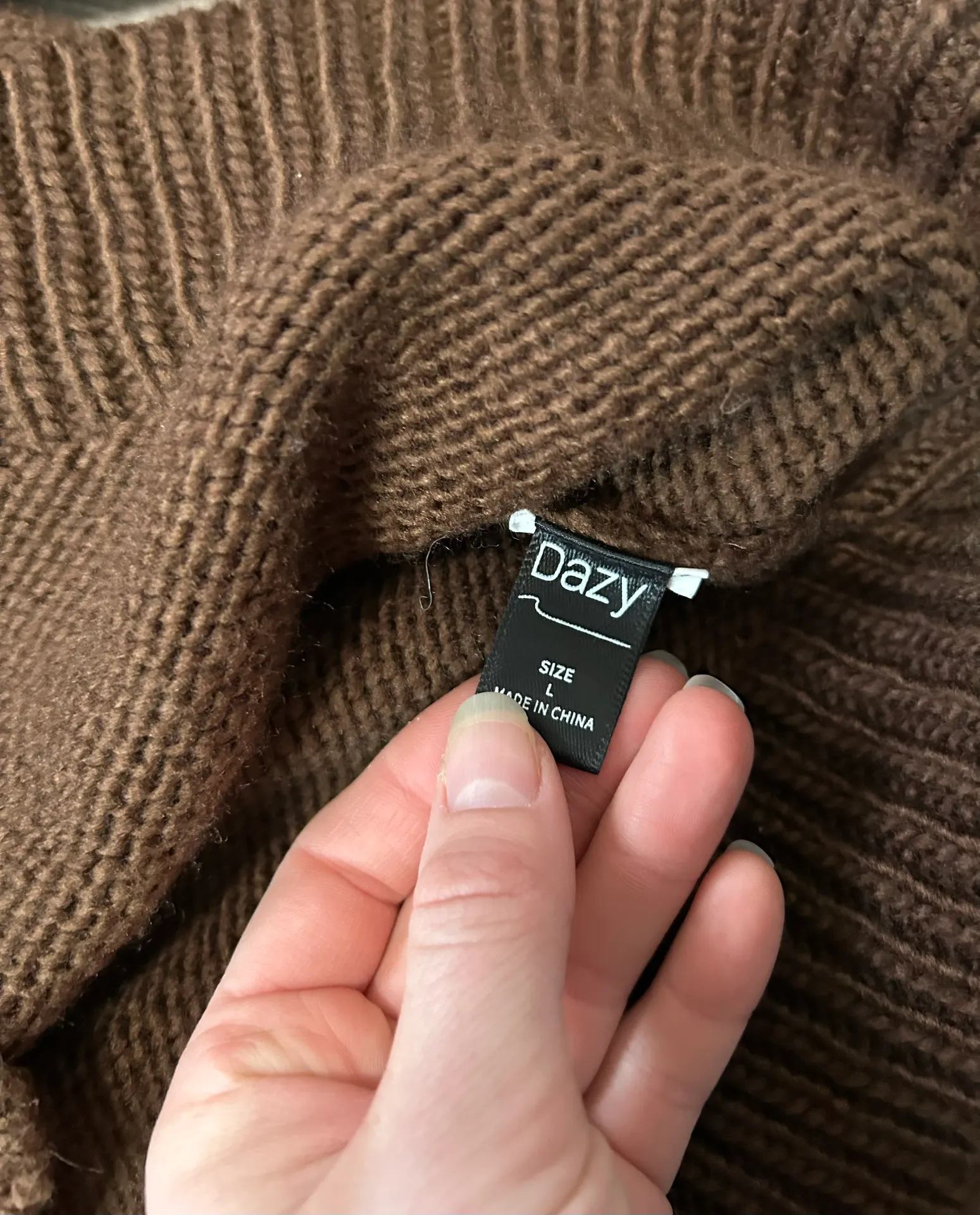 Women’s Brown Knit Cardigan Sweater Size Large - Image 4