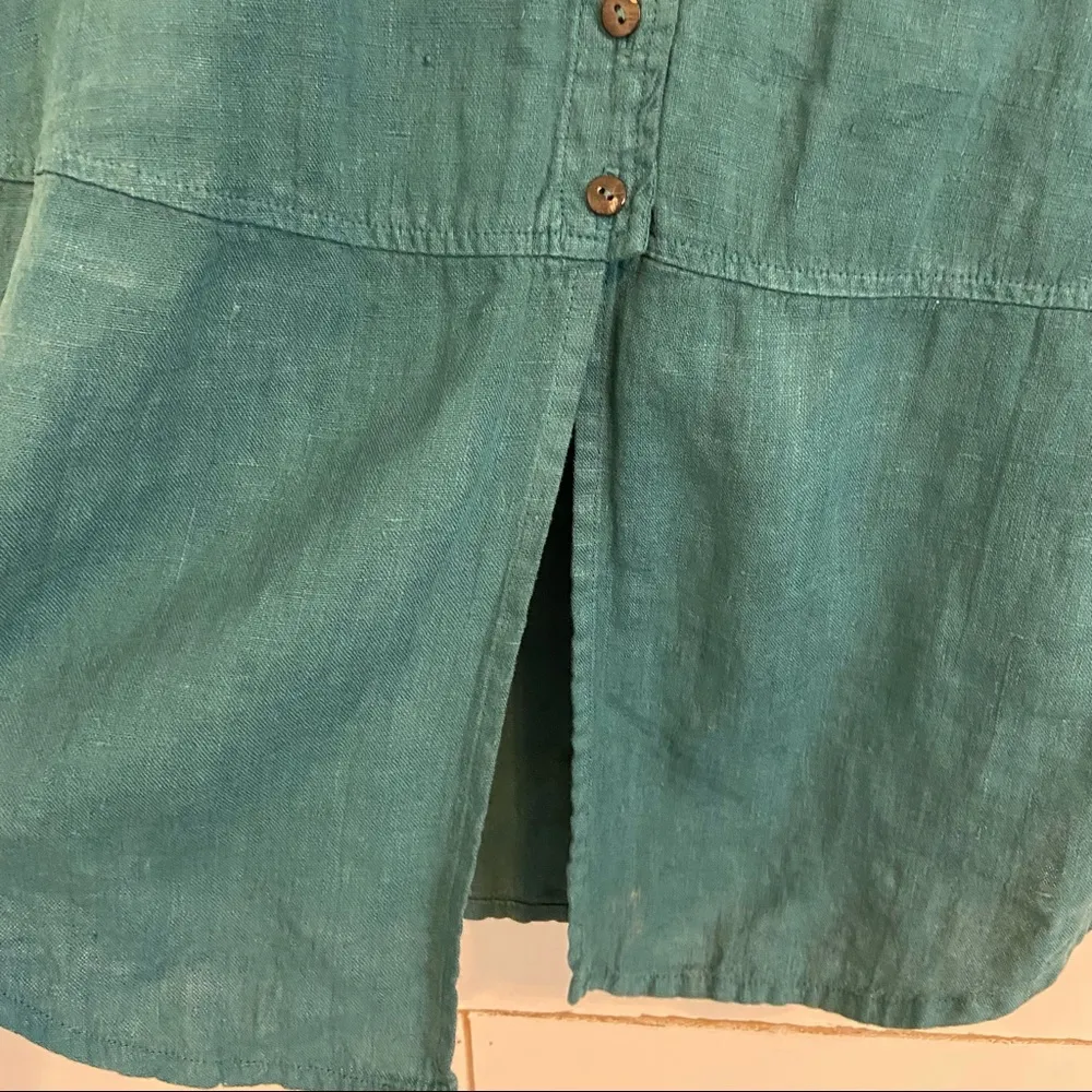 IVY Dark Turquoise Linen Blouse/Jacket. Size Small. - Image 4