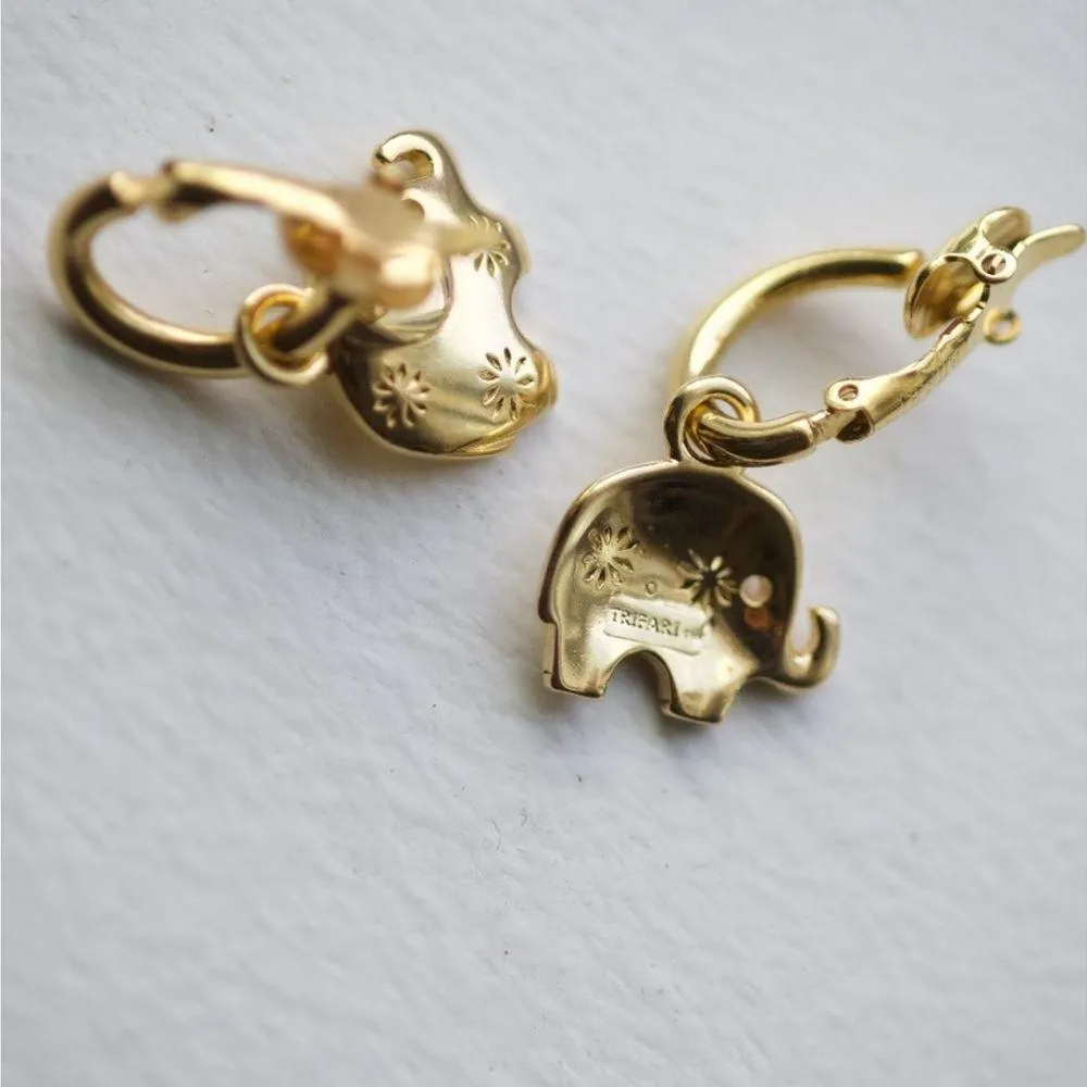 Gold Elephant Charm Earrings - Image 2