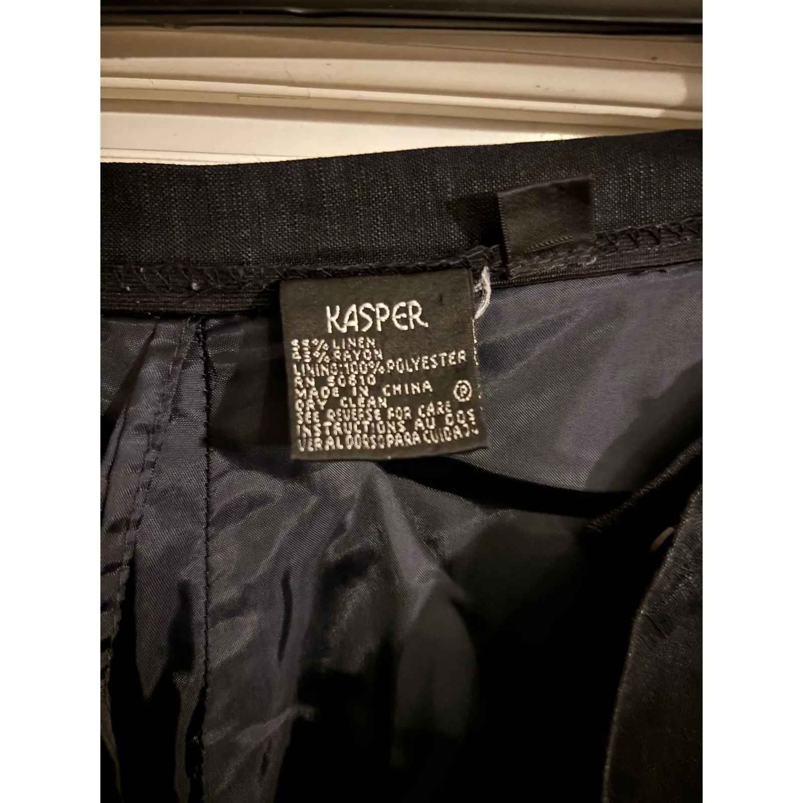 Kasper Black Linen Blend Career Dress Pants Office Straight Leg Size 14 - Image 2