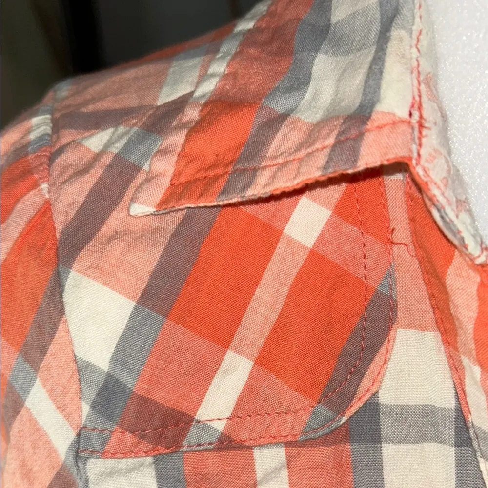 love, Fire Vibrant Orange and Gray Plaid Shirt - Image 10