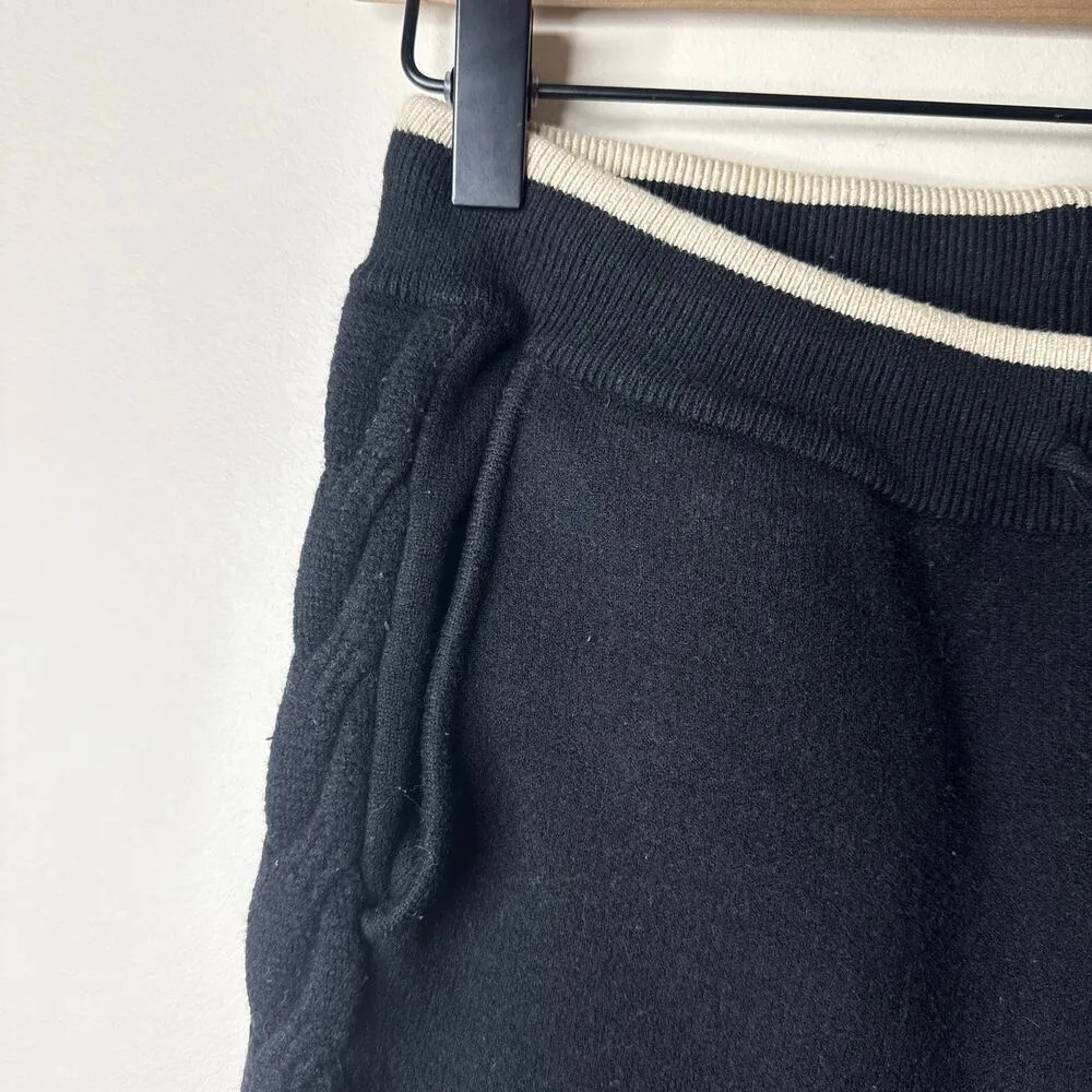 Monrow Supersoft Sweater Knit Color Block Sweats Size Small Tapered Braided $158 Black - Image 6