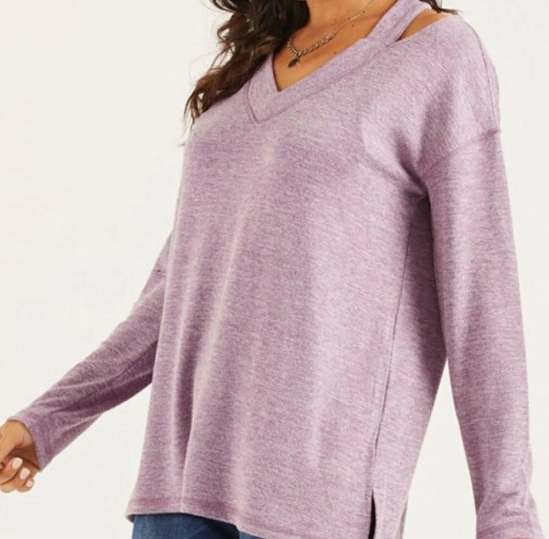 Suzanne Betro Lilac Cutout Top - Image 2