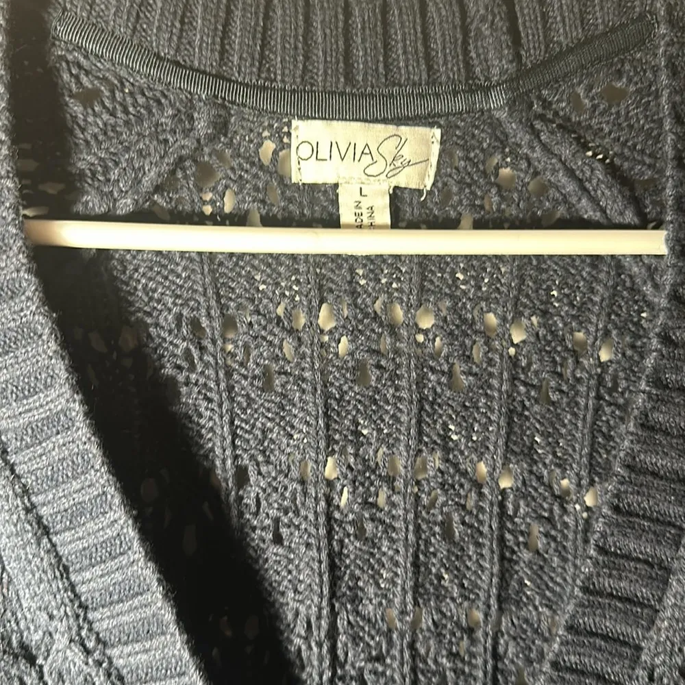 Olivia Sky Women Navy Blue knit Cardigan Sz L Nwt - Image 3