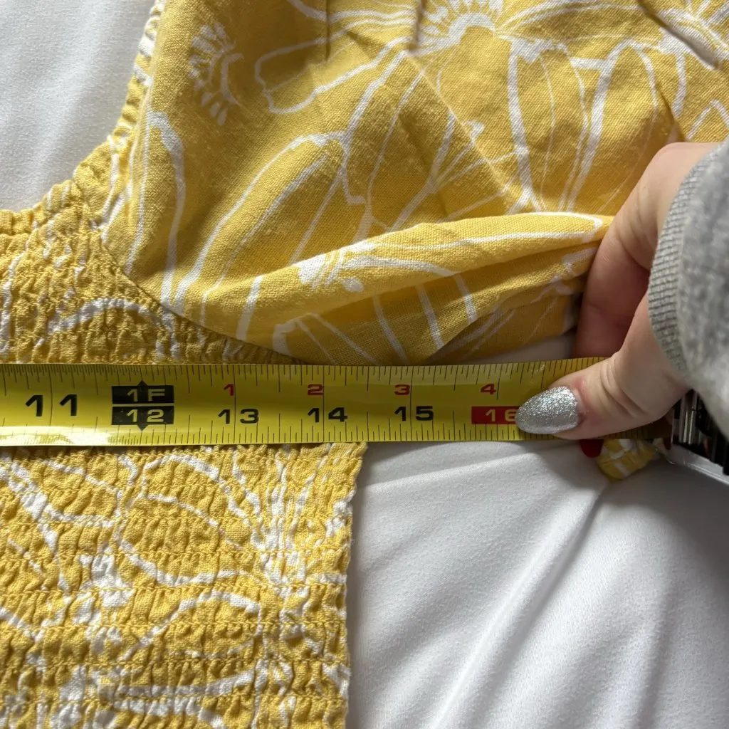 Universal Threads Universal Thread Womens Medium Yellow Square Neck Puff Sleeve Crop Top Blouse - Image 4