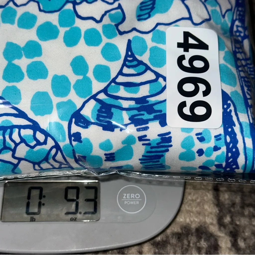 Key West NWT 8 Blue Turquoise White Shell Mosaic Tropical Lucky Strapless Dress - Image 10