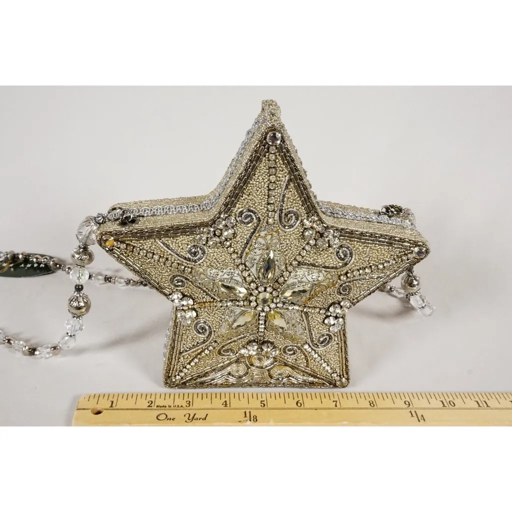 RARE Mary Frances Super Star Silver Gold Beaded Holiday Purse Handbag NEW!! - Image 2
