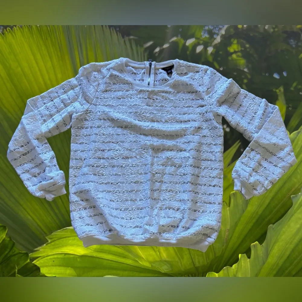 Ann Taylo Cardigan Sweater MP Women's Black Cotton/ Poly Lace Long Sleeve‎ Zipp - Image 2