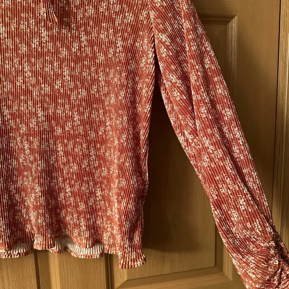 Hayden  Pink Blouse with Smocked Tie Front and Peter Pan Collar - Image 5