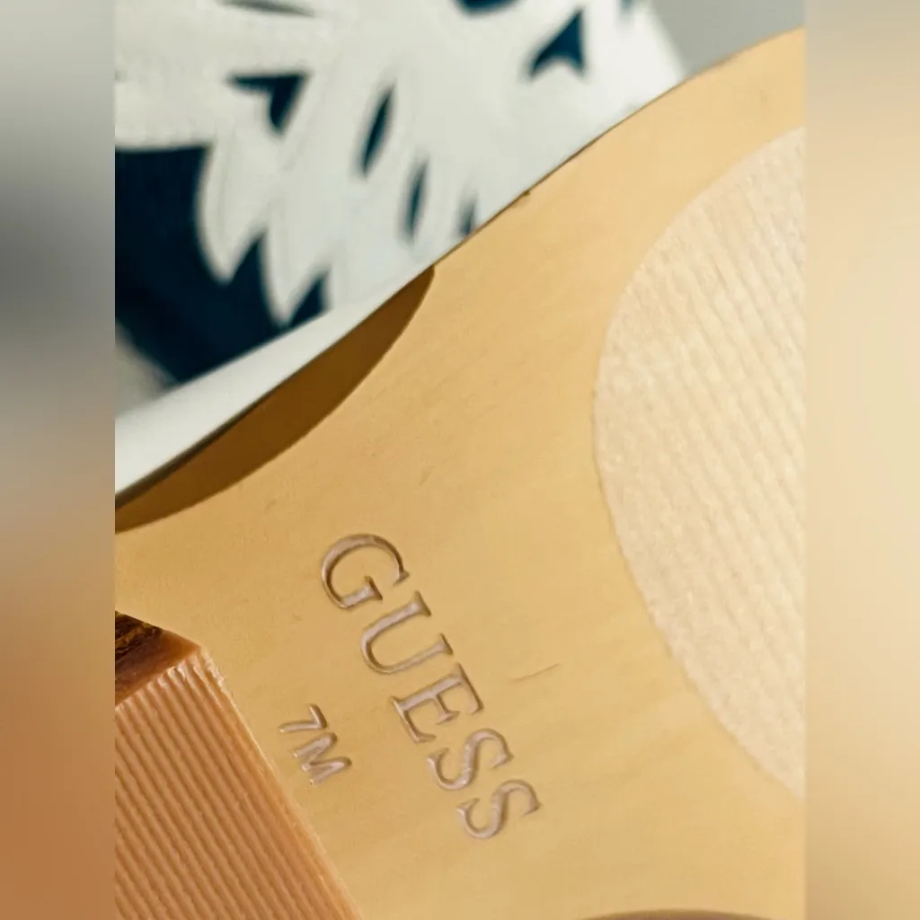 Guess  Denim Blue and White Winged Heeled Boots - Image 5