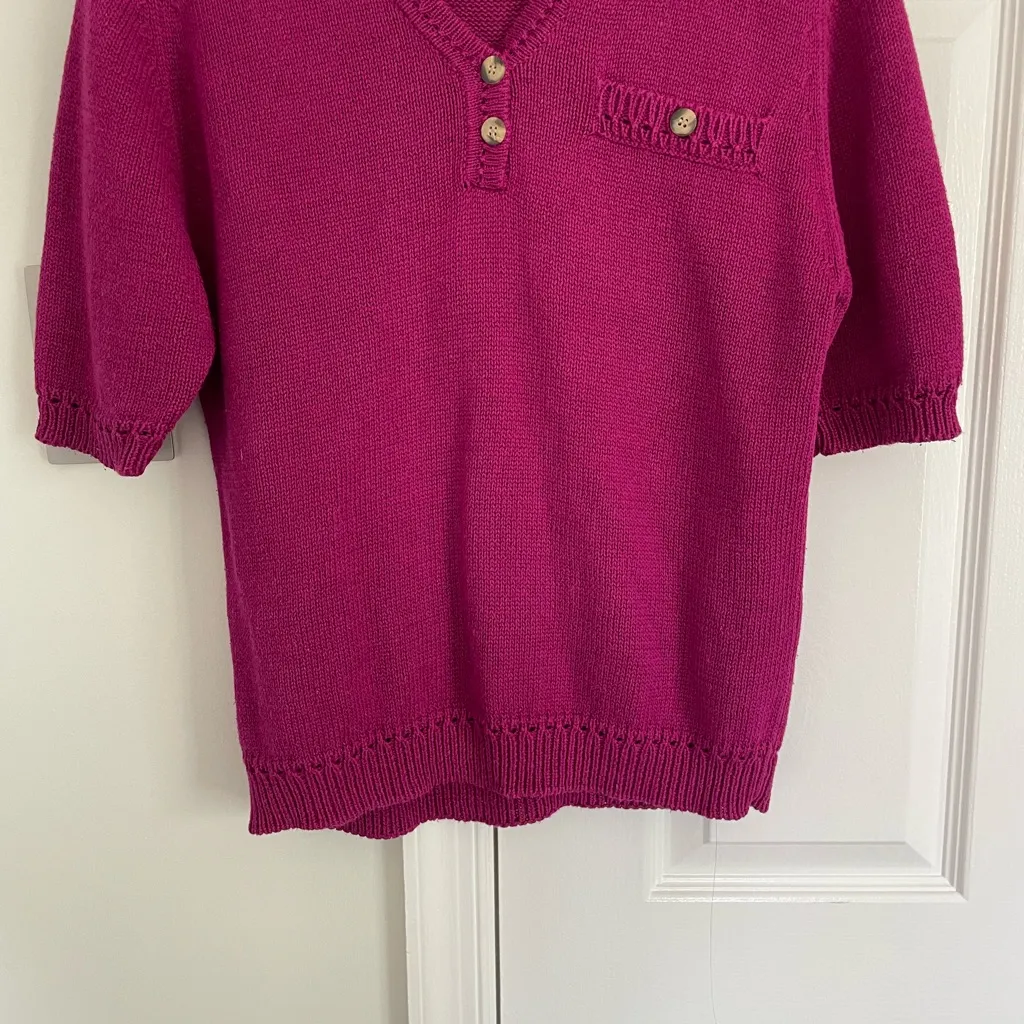 Huntington Ridge Ramie Cotton Magenta Pink Sweater Leontine Size S Feminine - Image 3