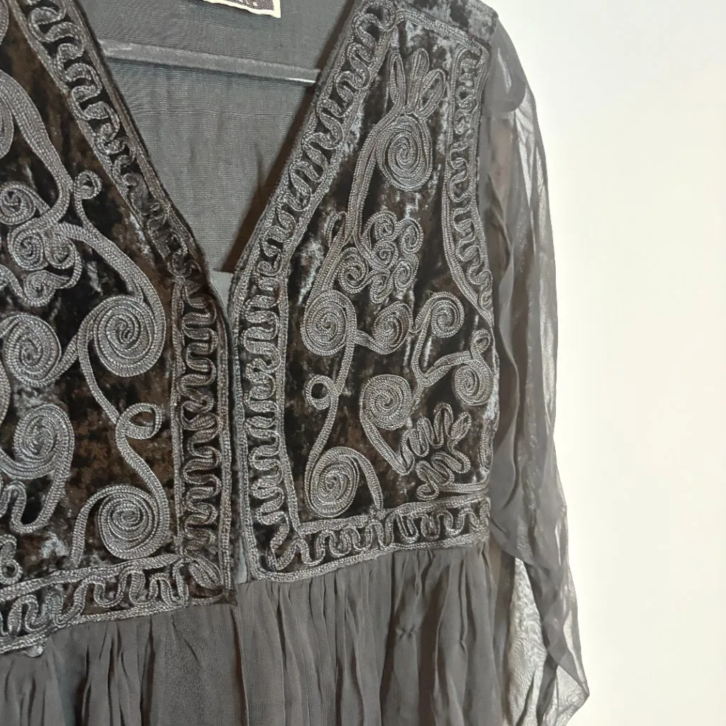 Vintage 1990's goth fairy velvet sheer blouse - Image 2