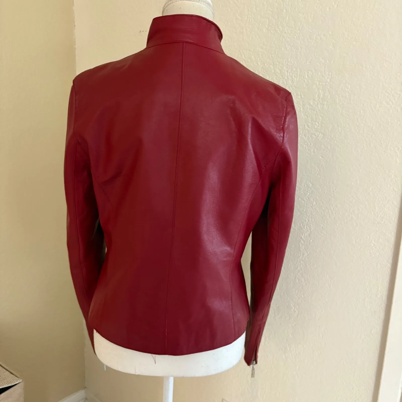 WILSONS Leather Pelle Stidio Red Leather Jacket Size Medium Women Moto Goth - Image 3
