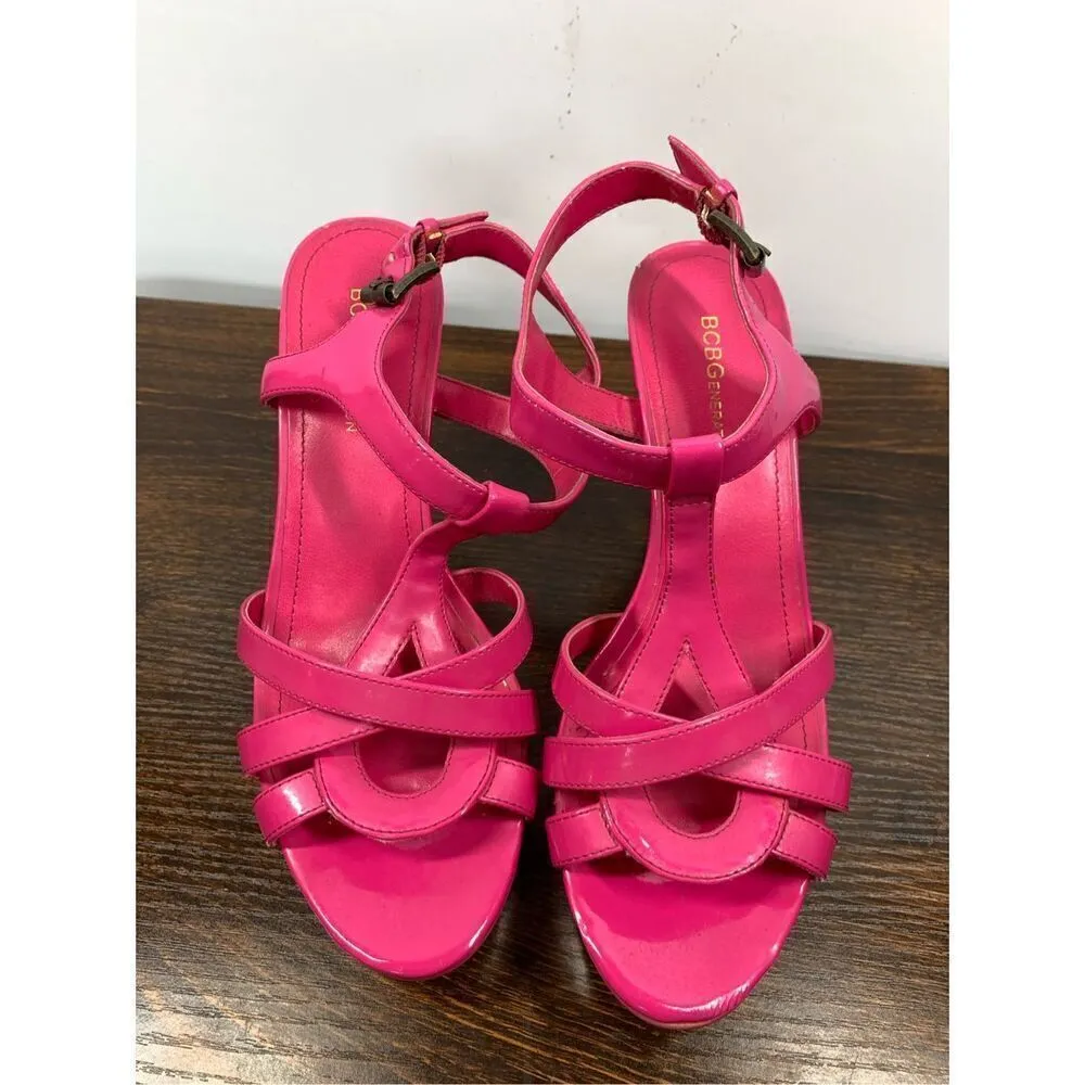 BCBGeneration Womens Preize Leather Platform Slingback Stiletto Sandals Pink 7.5 - Image 5