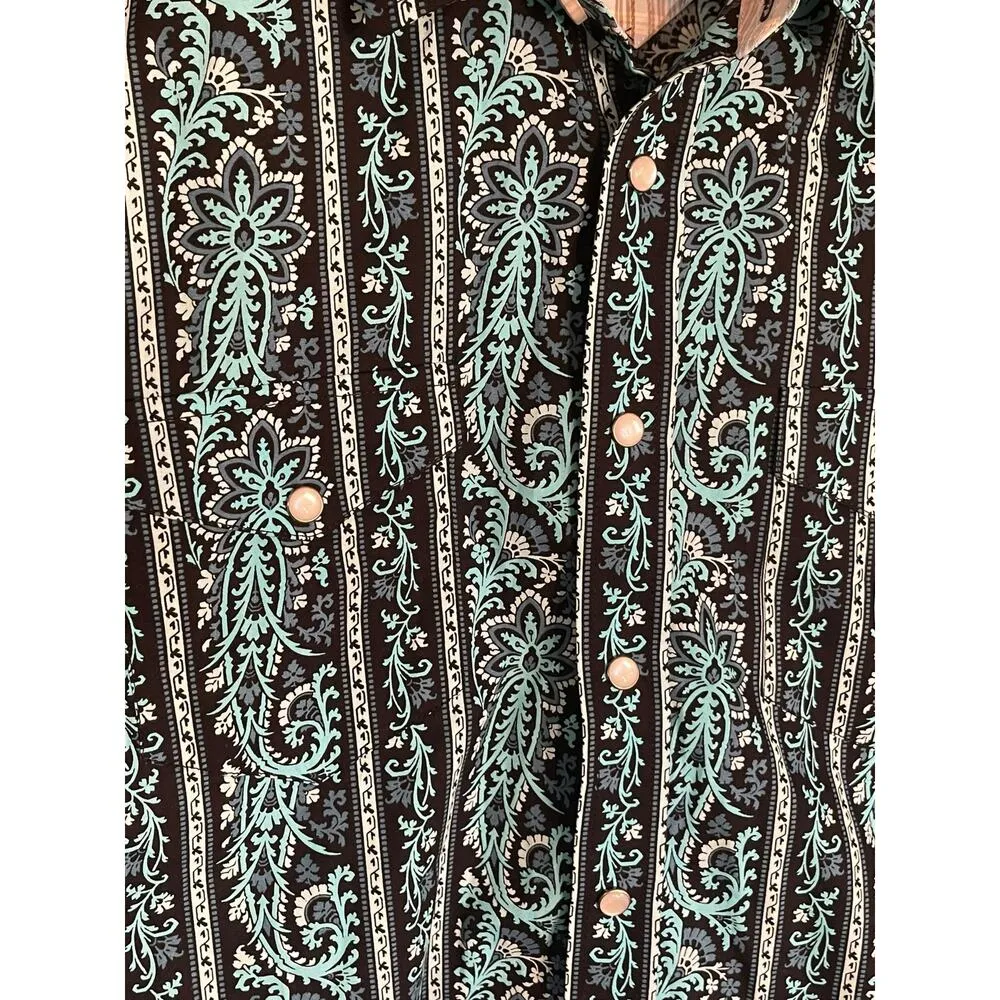 Panhandle Blue & Black Paisley Print Short-Sleeve Top Size L/14 - Image 3