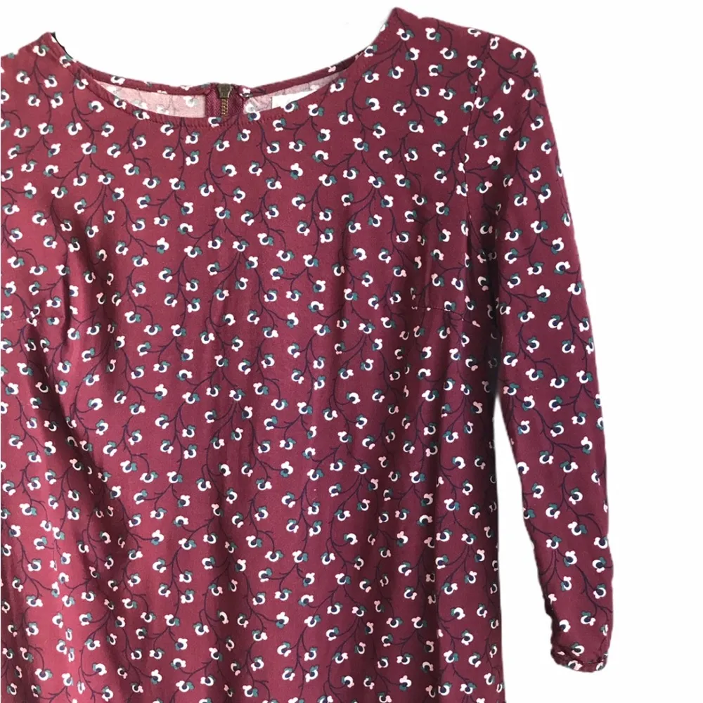 Old Navy Maroon Wine Floral Zipper Back Tunic Top - Image 4