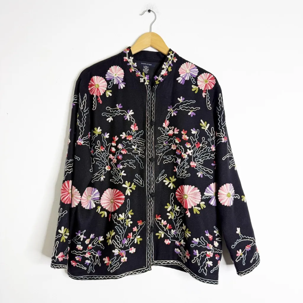 Boston Proper Embroidered Wool Blend Jacket – Size Medium - Image 3