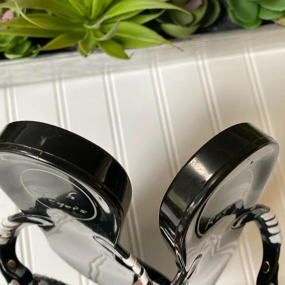 Jack Rogers sandals 7 black white jelly studded whipstitched flip flop - Image 6