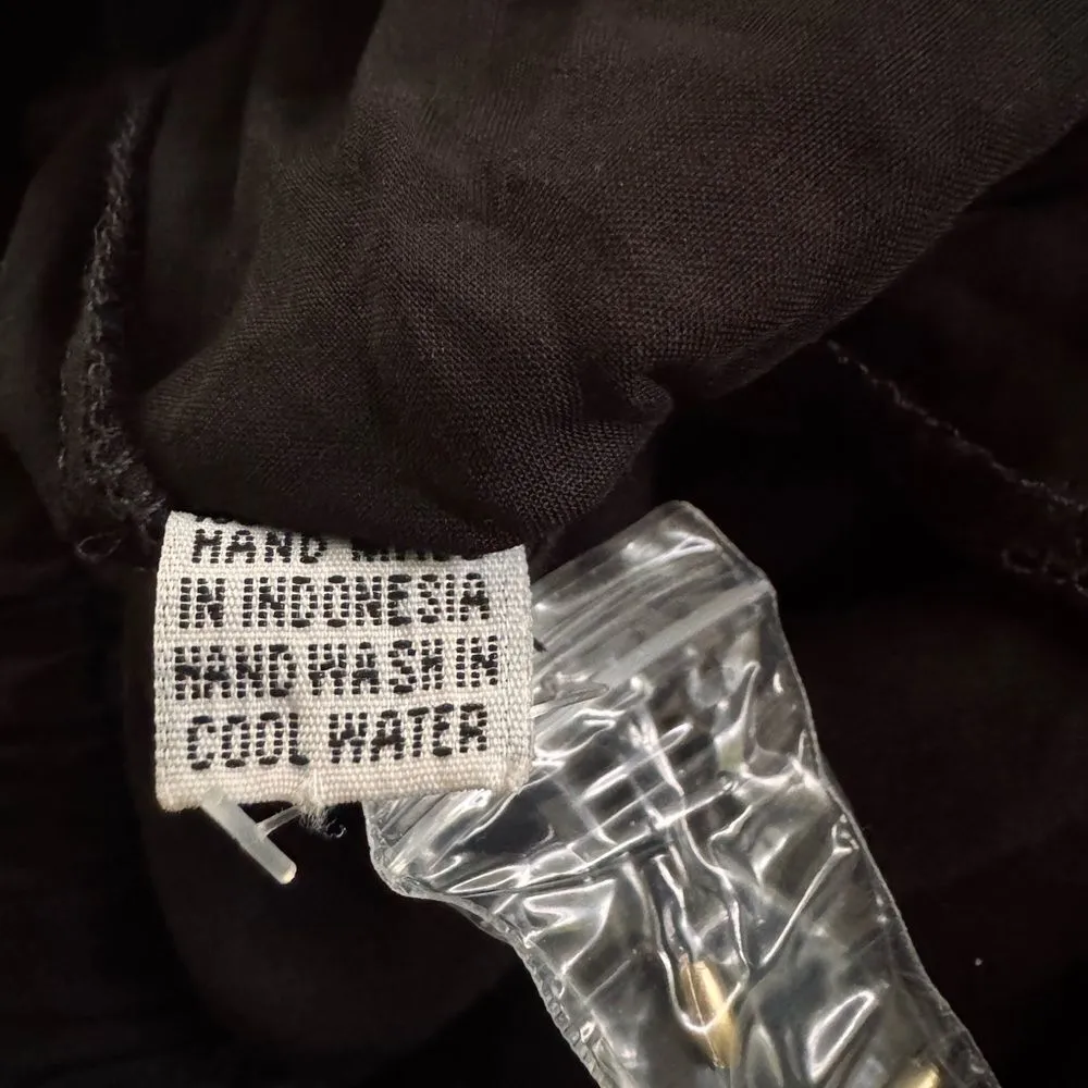 Ava Sky Black Rayon Pants Gold studded trim pockets one size NWT - Image 5