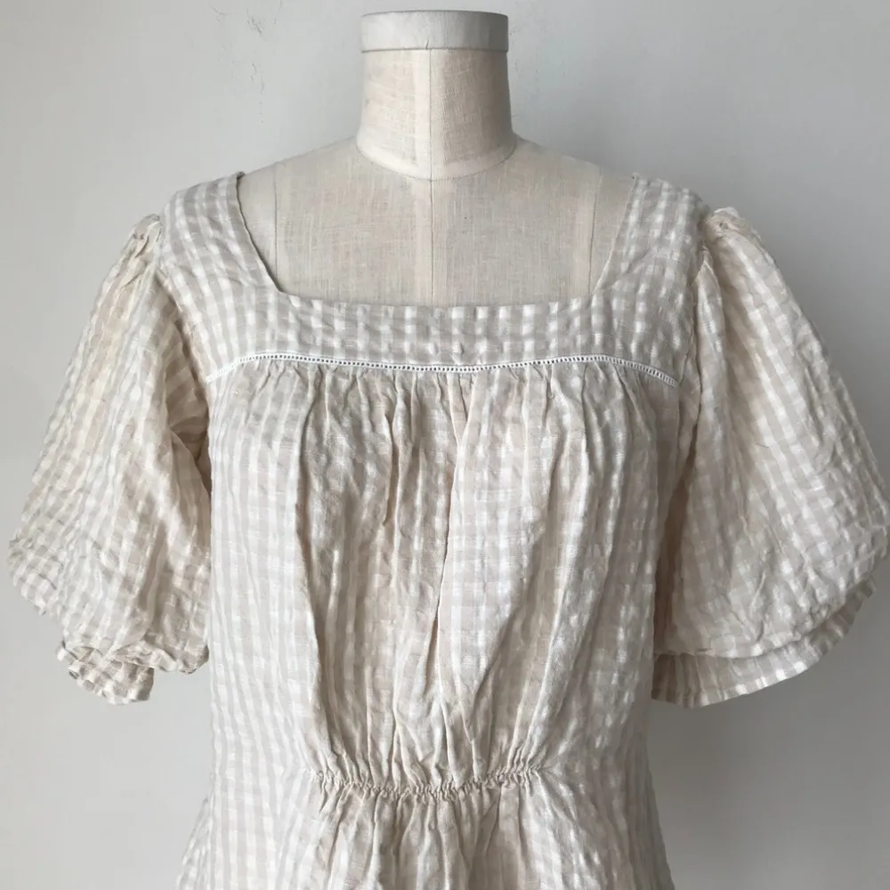 UO Tessa Gingham Seersucker Puff Sleeve Top - Image 5