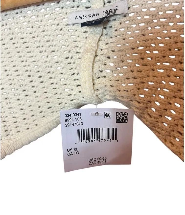 Size XL cropped knit bralette sweater long sleeve cream beige - Image 2