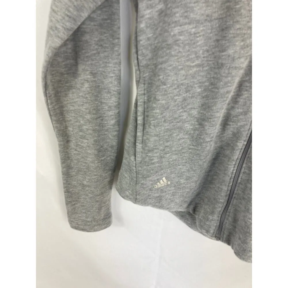 Adidas Essentials Zip Sweatshirt Heather Grey Size Small - Image 3