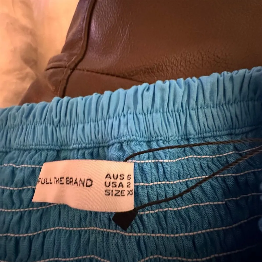 NWOT Faithfull the Brand ESTI Mini Skirt Turquoise Cotton Rayon Handmade Size 2 - Image 2