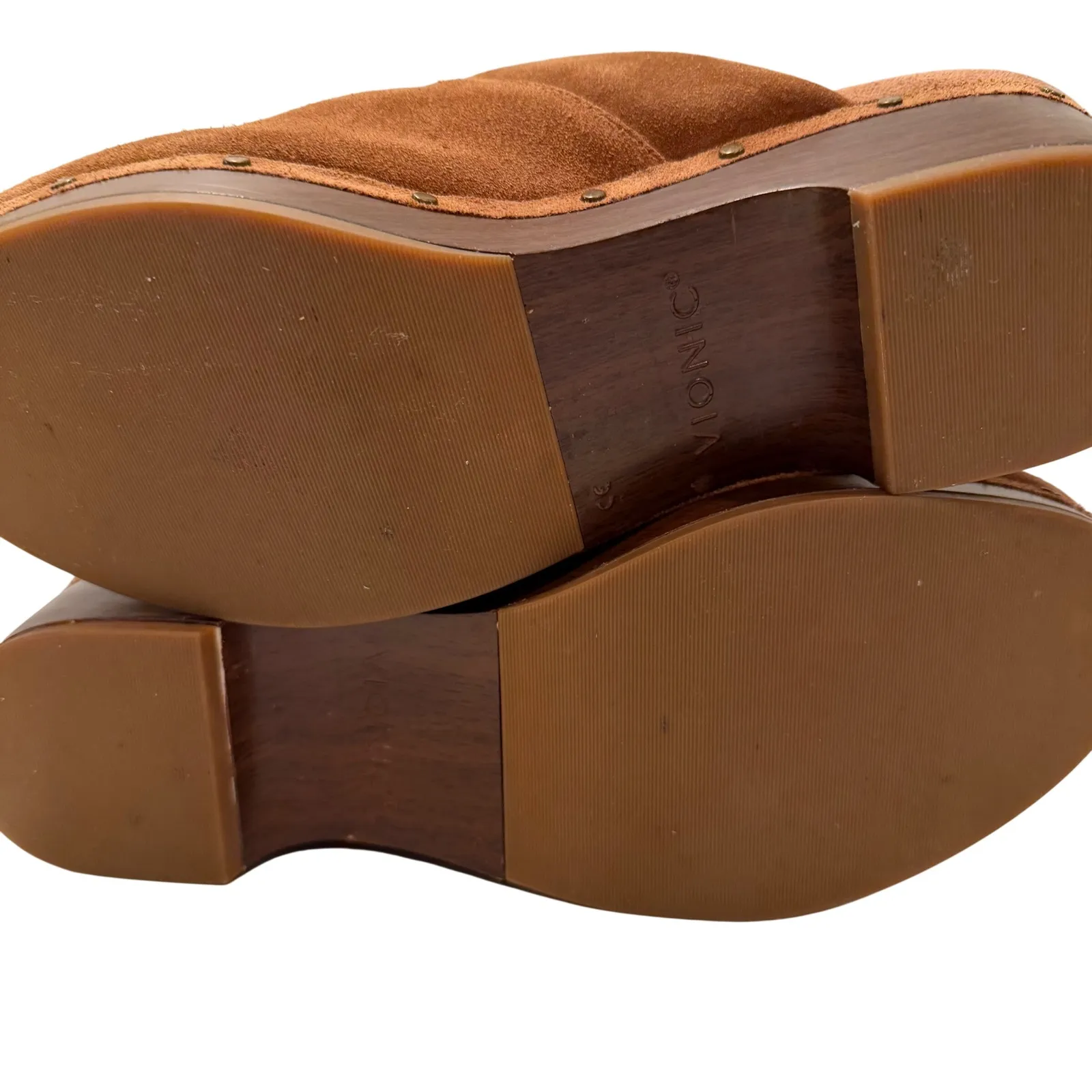 Vionic Kacie Orthotic Support Clogs Women's 8 Brown Suede Wedge Boho 70s Retro - Image 6