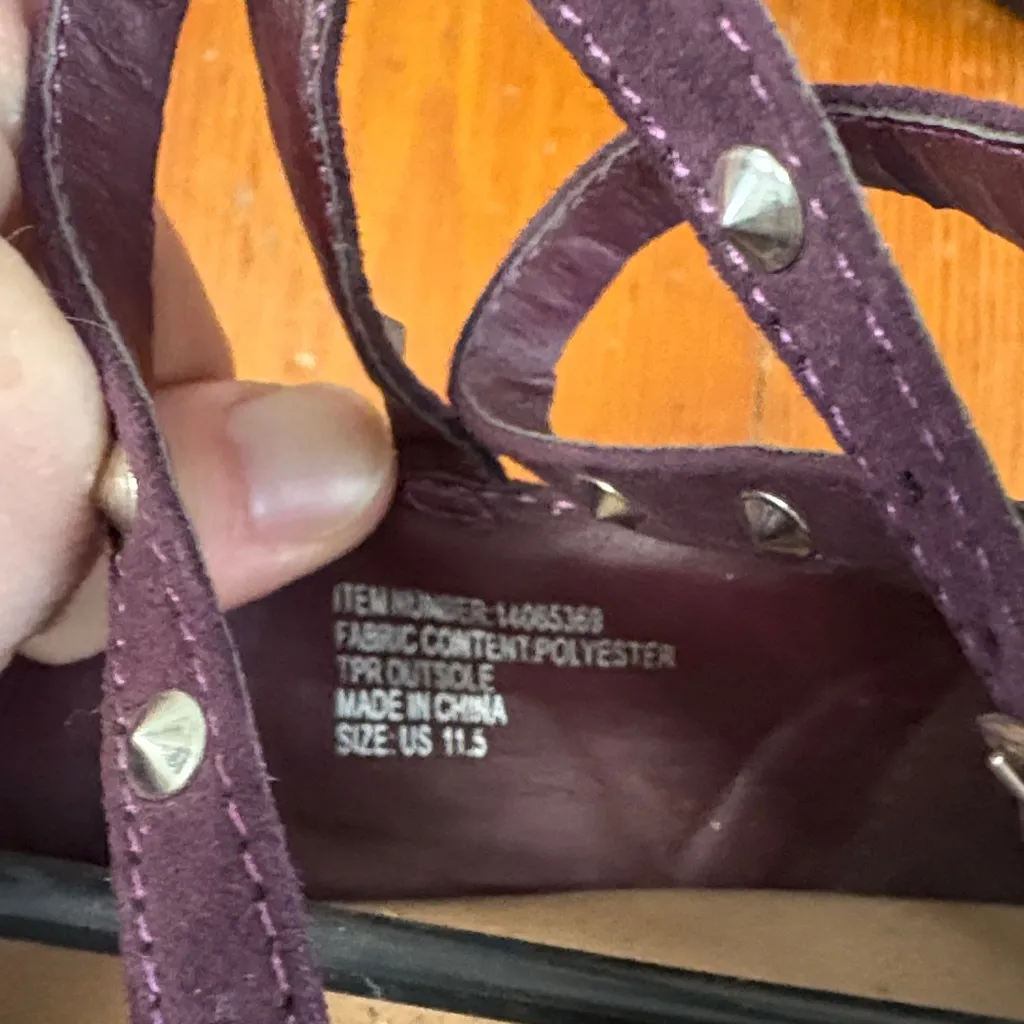 NWT Torrid Women's Dark Purple Flats Strappy Studded Size 11.5 - Image 5
