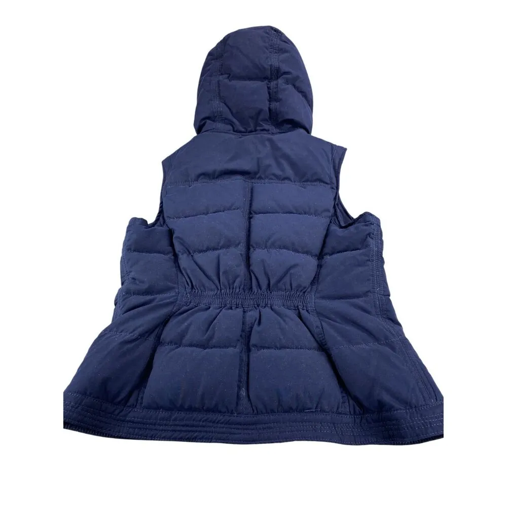 Abercrombie & Fitch Puffer Vest Hood Womens Large Navy Blue - Image 2
