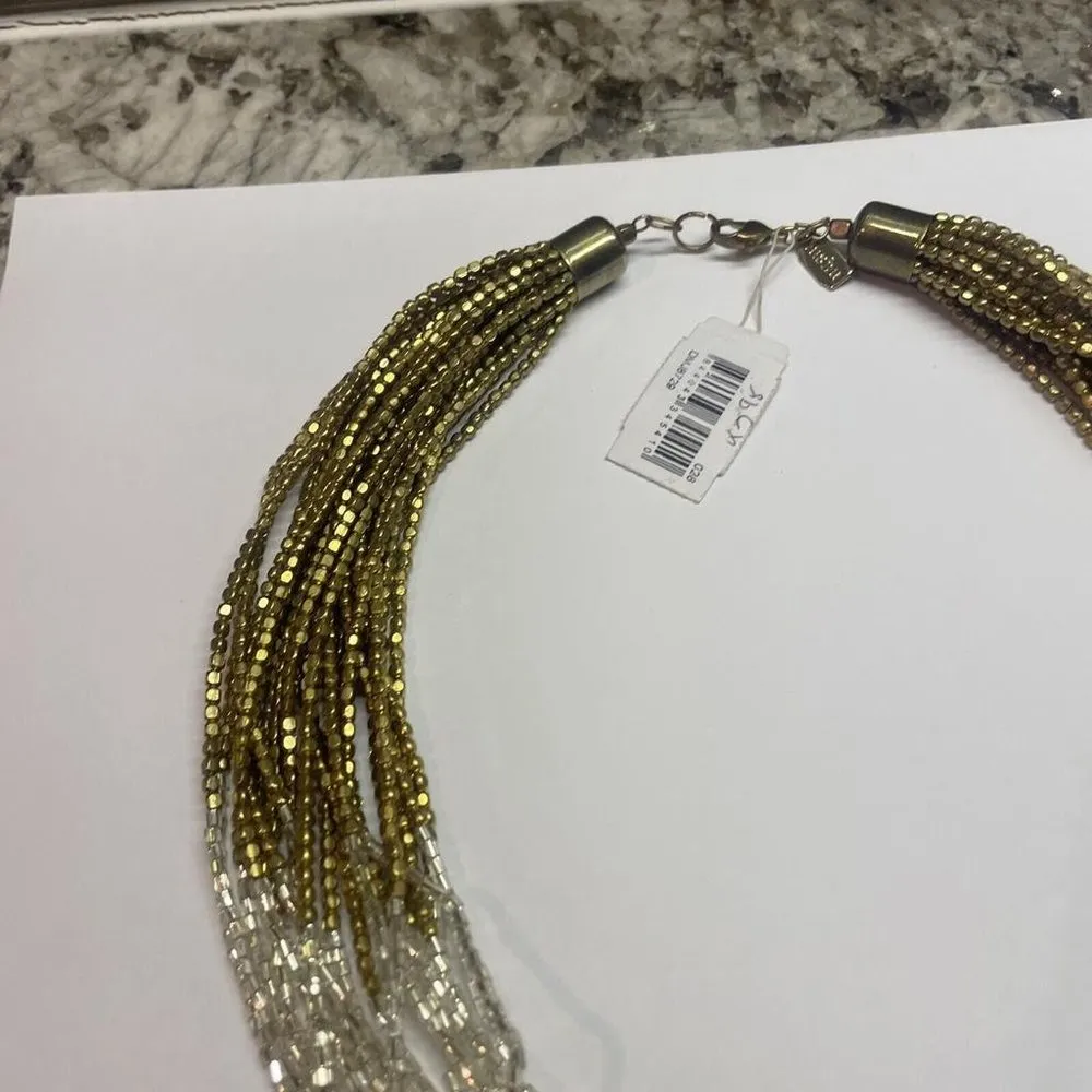 NWT Statement Costume Beaded Necklace Bead Clear / Gold Tone Signed Tasha - Image 6