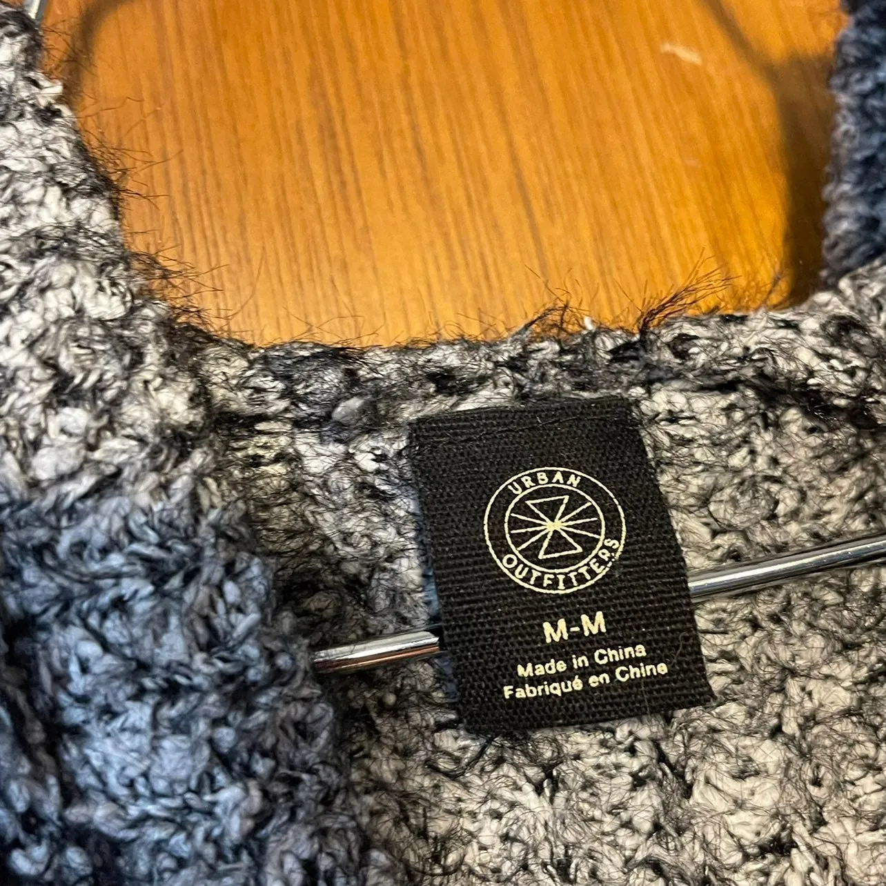 Urban Outfitters Woman's Charcoal Grey Thick Knit Cropped Hooded Sweater - Image 3