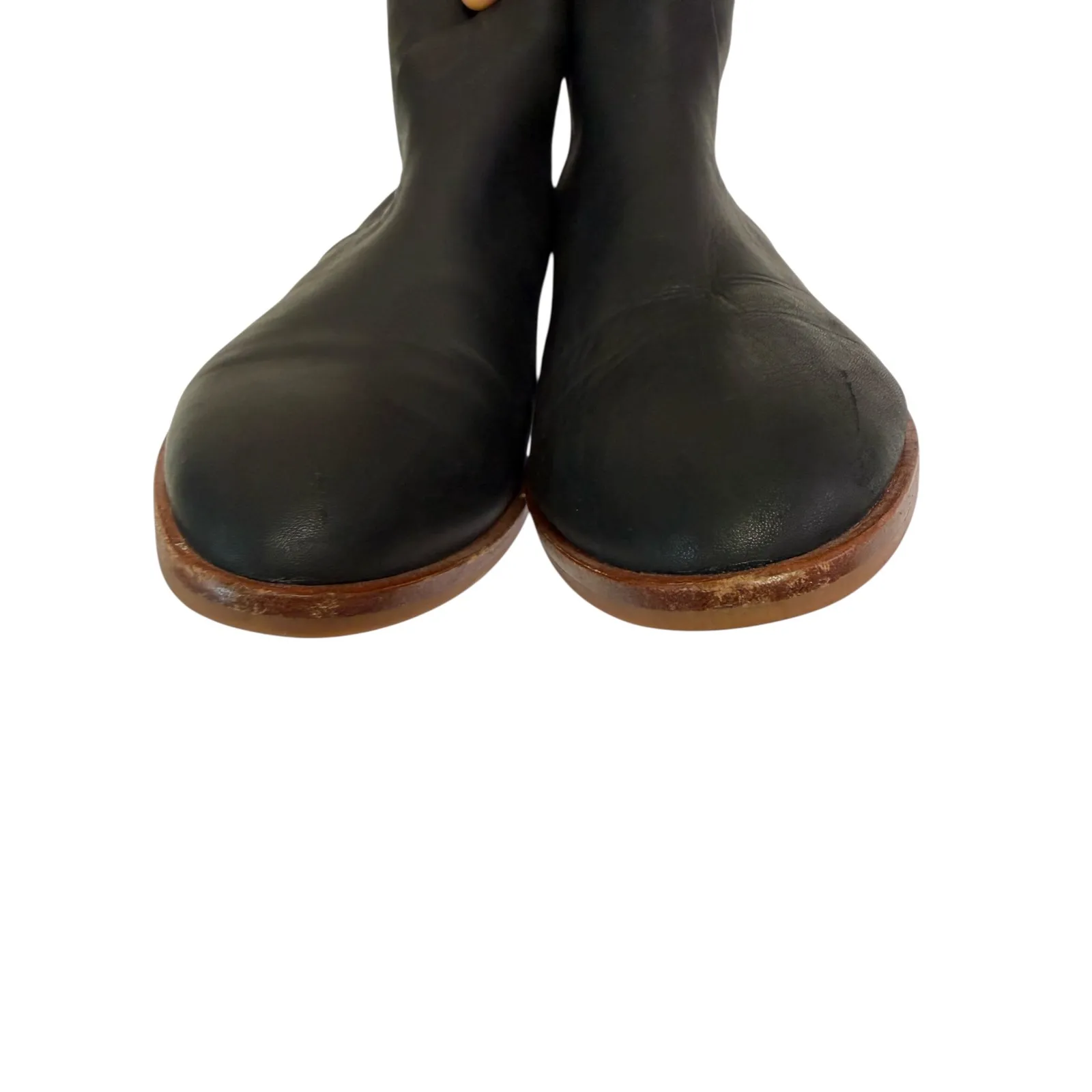 SOLUDOS Black Leather Ankle Boots Zip Block Heel Women Size 11 EU 41.5 - Image 6