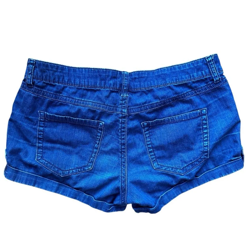 Forever 21 Jean Shorts Size 28 Blue Cuffed Low Rise coastal cowgirl bodycon edgy - Image 2