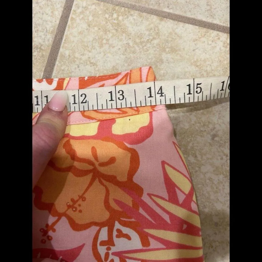 Vintage LILLY PULITZER Women Tropical Floral Capri Crop Pants Size 2 Orange/Pink - Image 8